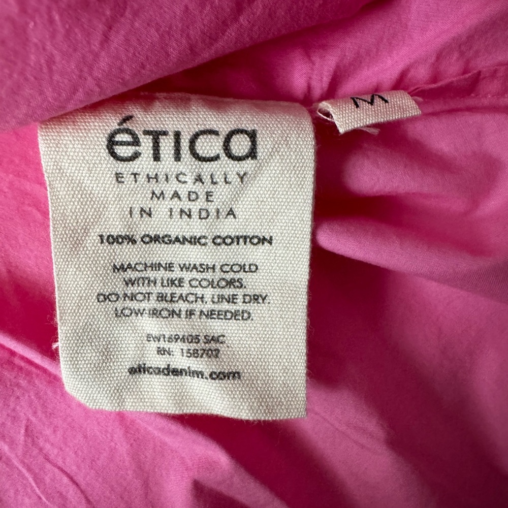 Etica Oceane Pleated Shirt Size M Sachet Pink NWT  100% Cotton - Picture 6 of 6